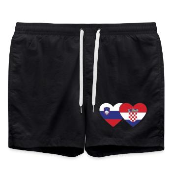 Slovénie Croatie Drapeau Coeur - Short de bain - noir - Devant - AI Model Male 185 light (185cm)