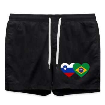 Slovénie Brésil Drapeau Coeur - Short de bain - noir - Devant - AI Model Male 185 light (185cm)