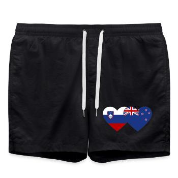Slowenien Neuseeland Flagge Herz - Badeshorts - Schwarz - Vorne - AI Model Male 185 light (185cm)