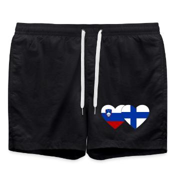 Slovénie Finlande Drapeau Coeur - Short de bain - noir - Devant - AI Model Male 185 light (185cm)