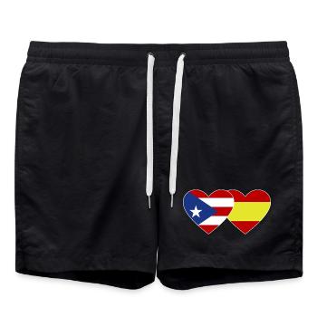 Porto Rico Espagne Drapeau Coeur - Short de bain - noir - Devant - AI Model Male 185 light (185cm)