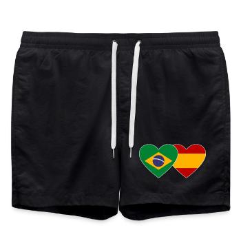 Brésil Espagne Drapeau Coeur - Short de bain - noir - Devant - AI Model Male 185 light (185cm)