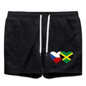 Tschechien Jamaika Flagge Herz - Badeshorts - Schwarz - Vorne - AI Model Male 185 light (185cm)