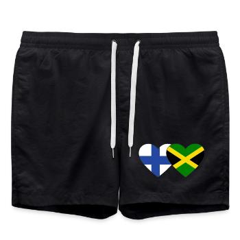 Finlande Jamaïque Drapeau Coeur - Short de bain - noir - Devant - AI Model Male 185 light (185cm)