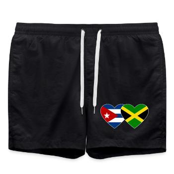 Cuba, Jamaïque, Drapeau, Coeur - Short de bain - noir - Devant - AI Model Male 185 light (185cm)