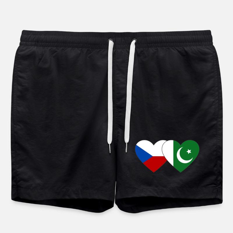 République tchèque Pakistan Drapeau Coeur - Short de bain - noir