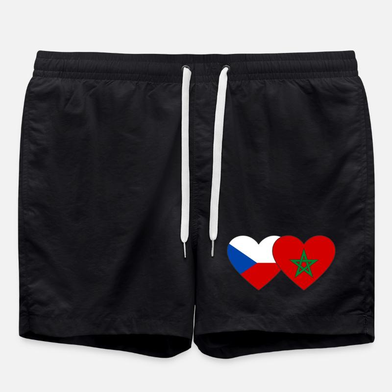 République tchèque Maroc Drapeau Coeur - Short de bain - noir