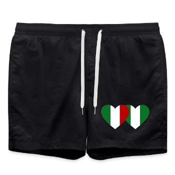 Italie Nigeria Drapeau Coeur - Short de bain - noir - Devant - AI Model Male 185 light (185cm)