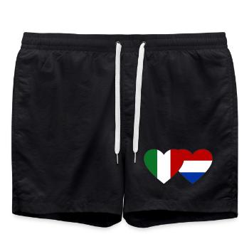 Italie Hollande Drapeau Coeur - Short de bain - noir - Devant - AI Model Male 185 light (185cm)