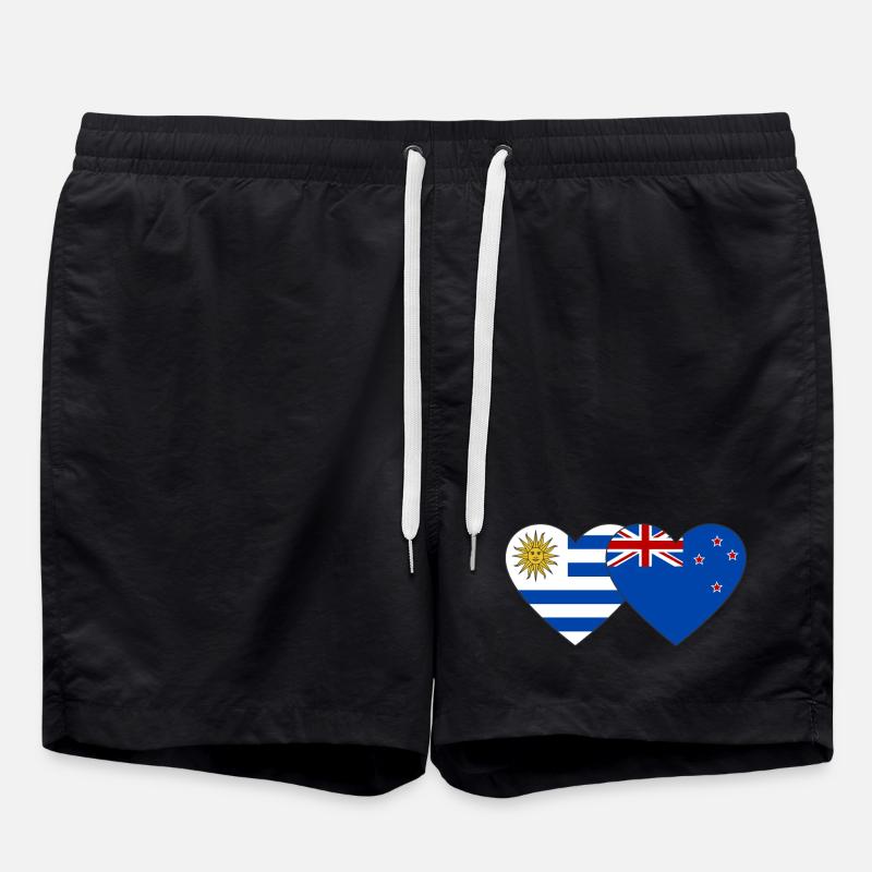 Uruguay Nouvelle-Zélande Drapeau Coeur - Short de bain - noir