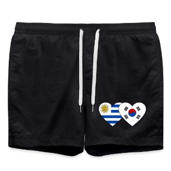Uruguay Corée du Sud Drapeau Coeur - Short de bain - noir - Devant - AI Model Male 185 light (185cm)
