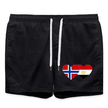 Norvège Égypte Drapeau Mains Coeur Forme - Short de bain - noir - Devant - AI Model Male 185 light (185cm)