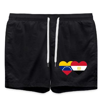 Venezuela Ägypten Flagge Hände Herzform - Badeshorts - Schwarz - Vorne - AI Model Male 185 light (185cm)