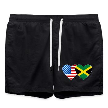 États-Unis Jamaïque drapeau mains forme coeur - Short de bain - noir - Devant - AI Model Male 185 light (185cm)