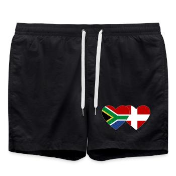 Afrique du Sud Danemark drapeau coeur forme - Short de bain - noir - Devant - AI Model Male 185 light (185cm)