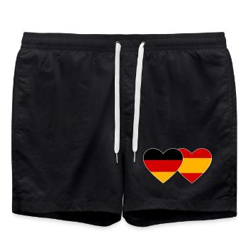 Germany Spain Flag Hands Heart Shape - Swim Trunks - black - Front - AI Model Male 185 light (185cm)