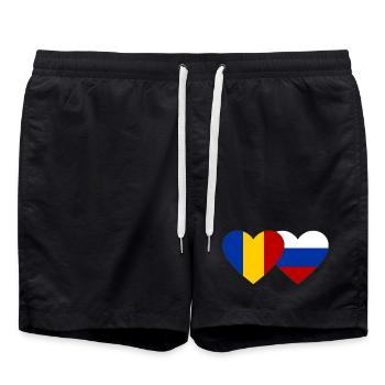 Roumanie Russie Drapeau Coeur - Short de bain - noir - Devant - AI Model Male 185 light (185cm)