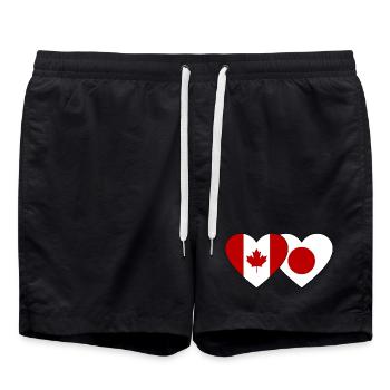 Drapeau du Canada Japon Coeur - Short de bain - noir - Devant - AI Model Male 185 light (185cm)