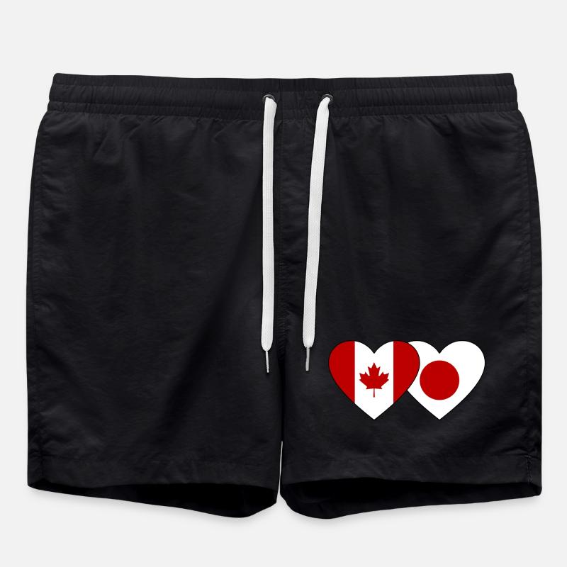 Drapeau du Canada Japon Coeur - Short de bain - noir