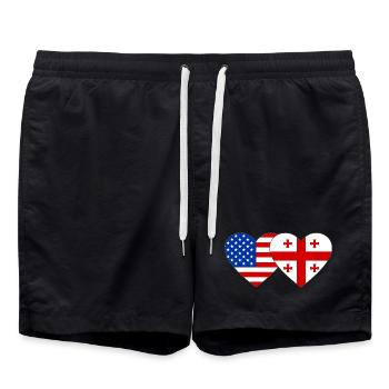 États-Unis Géorgie Drapeau Coeur Forme - Short de bain - noir - Devant - AI Model Male 185 light (185cm)