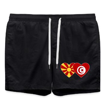 Macédoine Tunisie Drapeau Coeur - Short de bain - noir - Devant - AI Model Male 185 light (185cm)