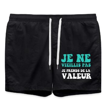 Je ne vieillis pas je prends de la valeur - Short de bain - noir - Devant - AI Model Male 185 light (185cm)