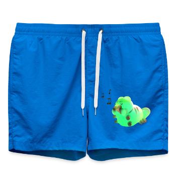 Little cute caterpillar welcomes the sunrise with her - Swim Trunks - cobalt blue - Front