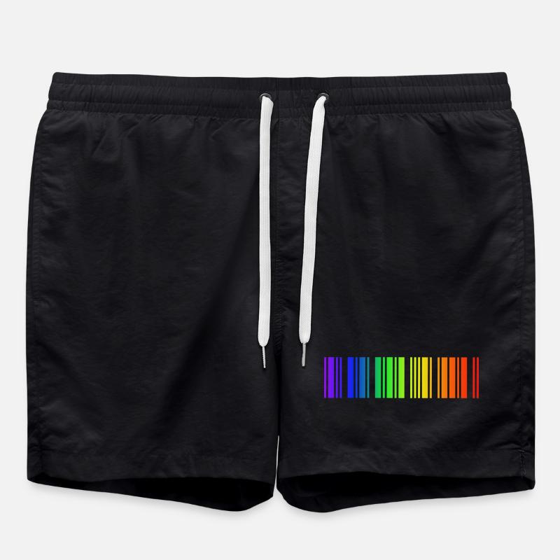 Regenbogen Strichcode, LGBT - Badeshorts - Schwarz