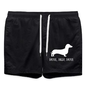 Chien teckel - Short de bain - noir - Devant - AI Model Male 185 light (185cm)