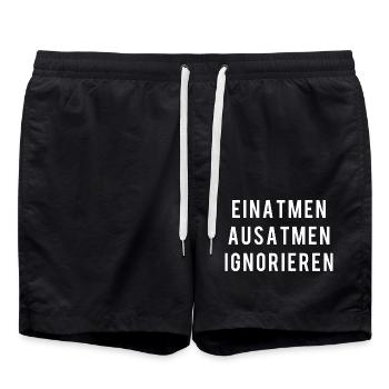EINATMEN AUSATMEN IGNORIEREN - Badeshorts - Schwarz - Vorne - AI Model Male 185 light (185cm)