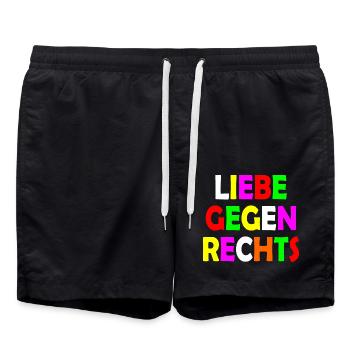 Liebe gegen rechts - Badeshorts - Schwarz - Vorne - AI Model Male 185 light (185cm)