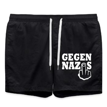 Gegen nazis Mittelfinger - Badeshorts - Schwarz - Vorne - AI Model Male 185 light (185cm)