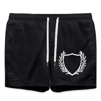 Wappen Schild Kranz - Badeshorts - Schwarz - Vorne - AI Model Male 185 light (185cm)