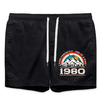44ème Anniversaire Légende Octobre 1980 Vintage 80's - Short de bain - noir - Devant - AI Model Male 185 light (185cm)