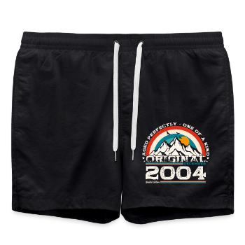 20. Geburtstag Original Dezember 2004 Jahrgang 04 - Badeshorts - Schwarz - Vorne - AI Model Male 185 light (185cm)