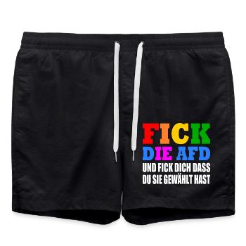 J’emmerde l’AfD et j’emmerde que vous avez voté pour eux - Short de bain - noir - Devant - AI Model Male 185 light (185cm)