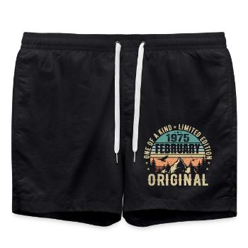 50th Birthday Original Vintage February 1975 - Swim Trunks - black - Front - AI Model Male 185 light (185cm)