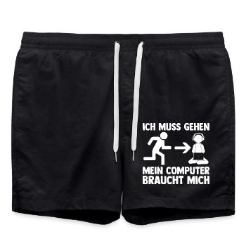 Computer Gamer Programmer Administrator Gamer - Swim Trunks - black - Front - AI Model Male 185 light (185cm)