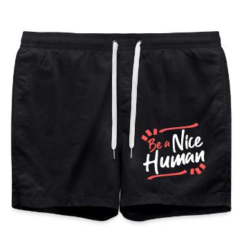 Be A Nice Human Funny Humanity - Swim Trunks - black - Front - AI Model Male 185 light (185cm)