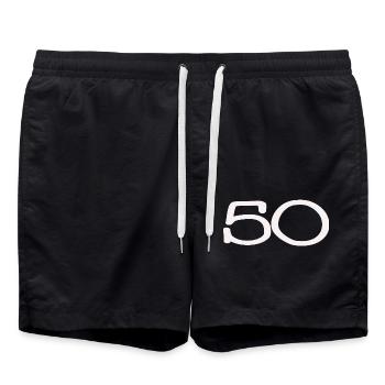 50. 50 YEARS. 50th ANNIVERSARY. 50TH ANNIVERSARY. - Swim Trunks - black - Front - AI Model Male 185 light (185cm)