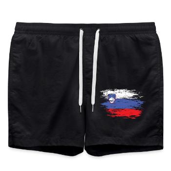 Drapeau de la Slovénie utilisé - Short de bain - noir - Devant - AI Model Male 185 light (185cm)