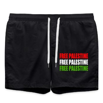Free palestine - Short de bain - noir - Devant - AI Model Male 185 light (185cm)