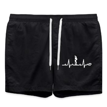 Pole dance Herzfrequenz EKG Herzlinie Herzschlag - Badeshorts - Schwarz - Vorne - AI Model Male 185 light (185cm)