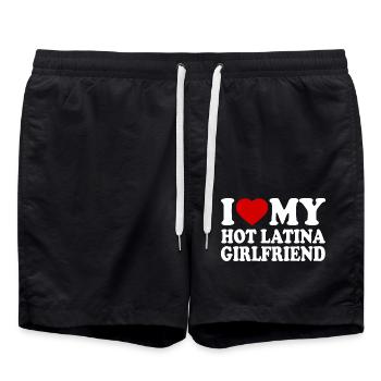 I love my hot latina girlfriend - Swim Trunks - black - Front - AI Model Male 185 light (185cm)
