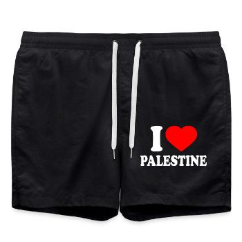 I love palestine - Swim Trunks - black - Front - AI Model Male 185 light (185cm)
