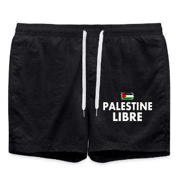 palestine libre - Short de bain - noir - Devant - AI Model Male 185 light (185cm)