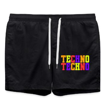 Techno Vibes - Badeshorts - Schwarz - Vorne - AI Model Male 185 light (185cm)