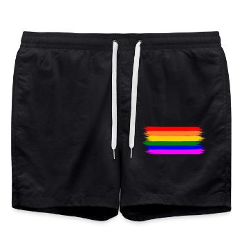 rainbow flag - Swim Trunks - black - Front - AI Model Male 185 light (185cm)