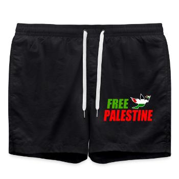 Free palestine - Swim Trunks - black - Front - AI Model Male 185 light (185cm)
