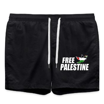 Free palestine - Swim Trunks - black - Front - AI Model Male 185 light (185cm)